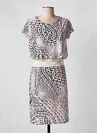 Rochie midi imprimeu fantezie mâneci scurte roz ESPERANCE femeie