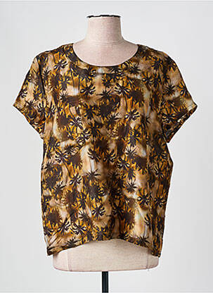 Tricou imprimeu fantezie mâneci scurte maro ROSEANNA femeie