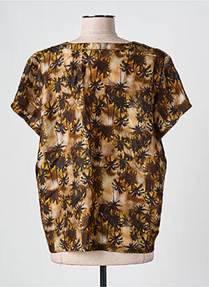 Tricou imprimeu fantezie mâneci scurte maro ROSEANNA femeie