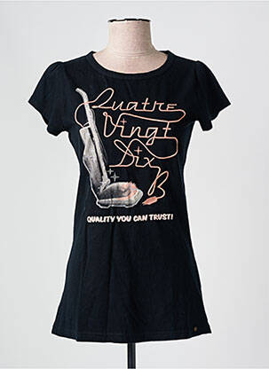 Tricou serigrafie flockată mâneci scurte negru 42010B femeie