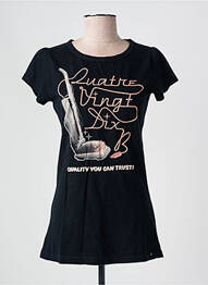 Tricou serigrafie flockată mâneci scurte negru 42010B femeie