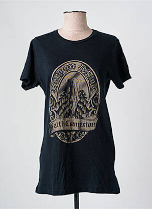 Tricou serigrafie cu strasuri mâneci scurte negru FAITH CONNEXION femeie
