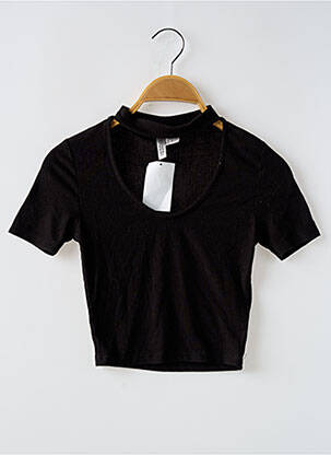 Top elasticitate mâneci scurte negru H&M femeie