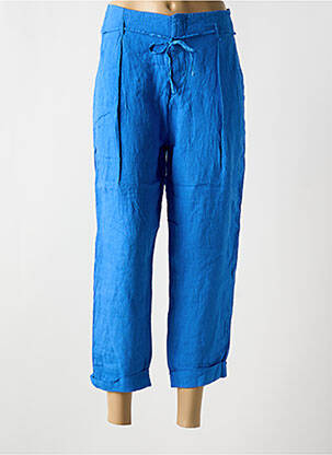 Pantalon 7/8 închidere cu fermoar sub clapetă cu nasturi talie joasă albastru DEHA femeie