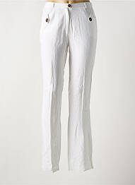Pantalon drept țesătură poplin mărime normală alb CHRISTIAN MARRY femme
