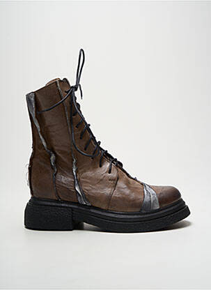 Botine/ghete material neted toc de 4 la 6 cm maro PAPUCEI femeie