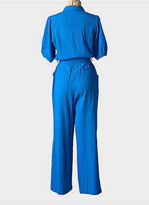 Salopetă-pantalon țesătură crep mâneci scurte albastru FRNCH femeie