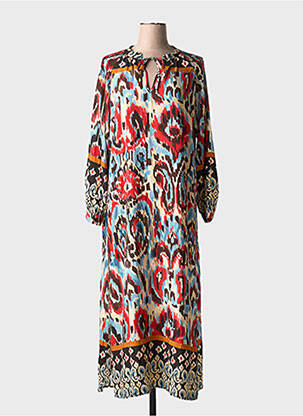 Rochie lungă țesătură poplin mâneci lungi roșu LA FEE MARABOUTEE femeie