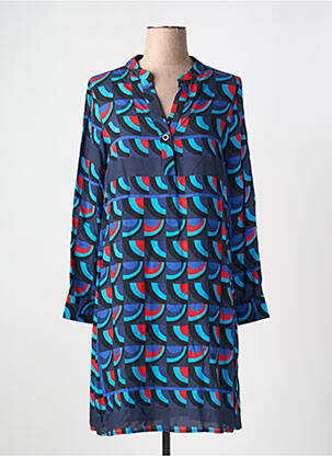 Rochie midi imprimeu fantezie mâneci lungi albastru LA FEE MARABOUTEE femeie