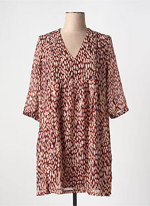 Rochie scurtă croială fluidă mâneci 3/4 roșu GRACE & MILA femeie