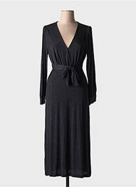 Rochie midi mâneci lungi mâneci lungi negru GRACE & MILA femme