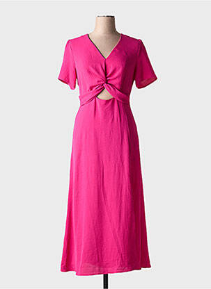 Rochie midi țesătură crep mâneci scurte roz LA PETITE ETOILE femeie