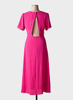 Rochie midi țesătură crep mâneci scurte roz LA PETITE ETOILE femeie