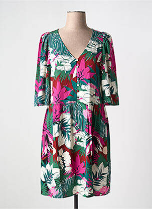 Rochie scurtă croială fluidă mâneci scurte verde DES PETITS HAUTS femeie