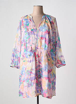 Rochie midi imprimeu floral mâneci lungi roz DES PETITS HAUTS femeie