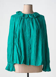 Cămașă țesătură crep mâneci lungi verde ZYGA femme