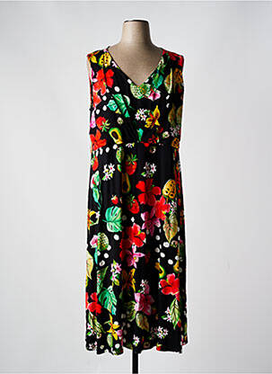 Rochie midi imprimeu floral fără mâneci negru SEE YOU femeie