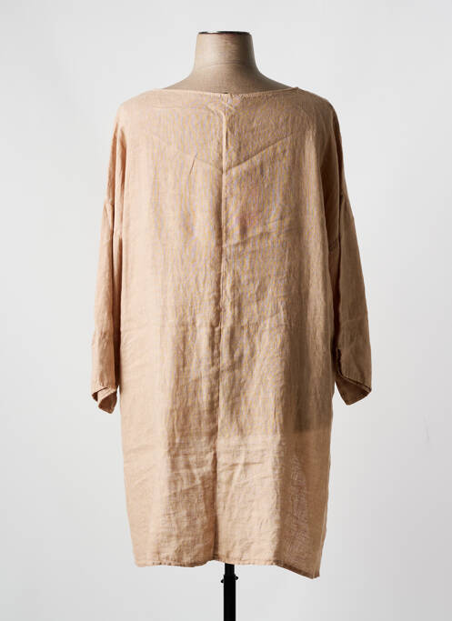 Tunică mâneci lungi guler rotund bej SOPHIA CURVY femme