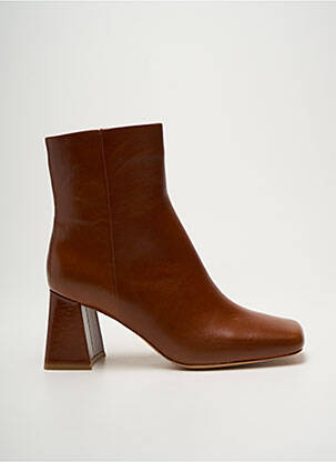 Botine/ghete material neted toc de 4 la 6 cm maro MI/MAI femeie