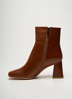 Botine/ghete material neted toc de 4 la 6 cm maro MI/MAI femeie