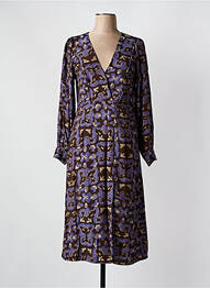 Rochie midi imprimeu fantezie mâneci lungi maro SEE U SOON femme