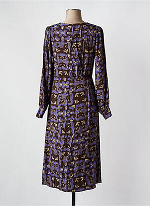 Rochie midi imprimeu fantezie mâneci lungi maro SEE U SOON femeie
