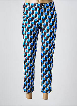 Pantalon 7/8 închidere cu fermoar sub clapetă cu nasturi albastru HIPPOCAMPE femeie