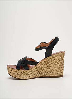 Sandale/pantofi decupați material neted toc de 7 la 9 cm negru FELMINI femeie