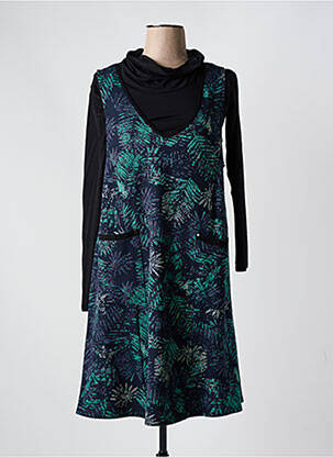 Rochie midi imprimeu fantezie mâneci lungi albastru 3322 femeie