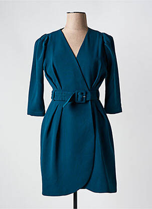 Rochie midi imprimeu fantezie mâneci lungi verde SUNCOO femeie
