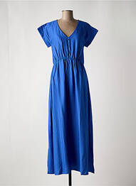 Rochie lungă croială evazată mâneci scurte albastru C'EST BEAU LA VIE femme