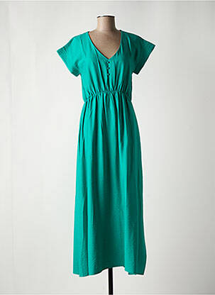 Rochie lungă mâneci scurte mâneci scurte verde C'EST BEAU LA VIE femeie