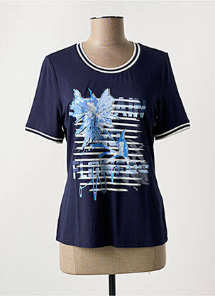 Tricou serigrafie flockată mâneci scurte albastru BARBARA LEBEK femeie