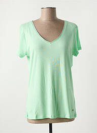 Tricou guler în v mâneci scurte verde C'EST BEAU LA VIE femme