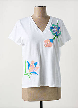 Tricou guler în v mâneci scurte alb MD'M femeie