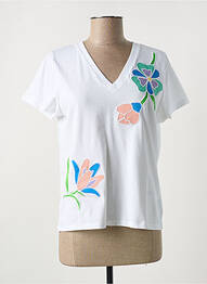 Tricou guler în v mâneci scurte alb MD'M femme