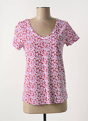 Tricou croială cambrată mâneci scurte roz C'EST BEAU LA VIE femeie
