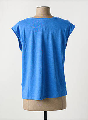 Tricou guler în v mâneci scurte albastru C'EST BEAU LA VIE femeie