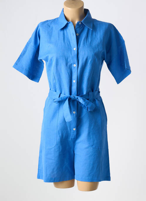 Salopetă scurtă guler de bluză mâneci scurte albastru C'EST BEAU LA VIE femme