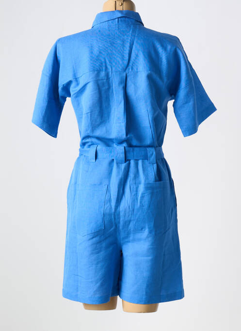 Salopetă scurtă guler de bluză mâneci scurte albastru C'EST BEAU LA VIE femme