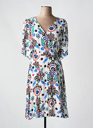 Rochie midi croială fluidă mâneci scurte alb C'EST BEAU LA VIE femeie