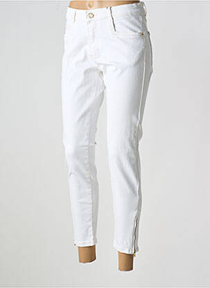 Pantalon 7/8 închidere cu fermoar sub clapetă cu nasturi alb PARA MI femeie
