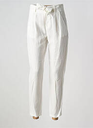 Pantalon 7/8 închidere cu fermoar sub clapetă cu nasturi alb ONE STEP femme