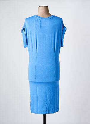 Rochie midi mâneci scurte mâneci scurte albastru MAJESTIC FILATURES femeie