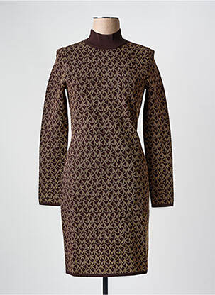 Rochie midi imprimeu fantezie mâneci lungi maro MICHAEL KORS femeie