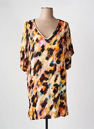 Rochie scurtă mâneci 3/4 mâneci 3/4 portocalie MAEVY femeie
