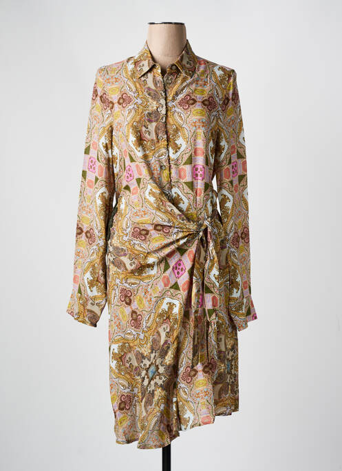 Rochie midi imprimeu fantezie mâneci lungi verde BAZAR DELUXE femme