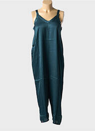 Salopetă-pantalon croială fluidă fără mâneci verde MAEVY femeie