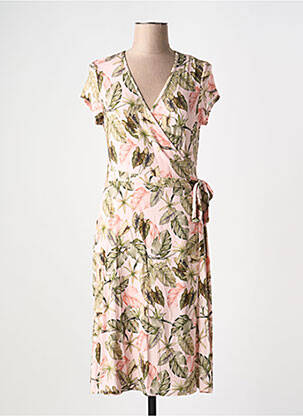 Rochie midi imprimeu floral mâneci scurte roz SCOTTAGE femeie