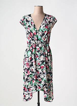 Rochie midi imprimeu floral mâneci scurte negru BCBGMAXAZRIA femeie